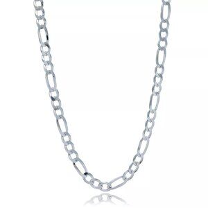 NWT Titanium Steel UNISEX Figaro Chain Necklace 6mm wide 20in long